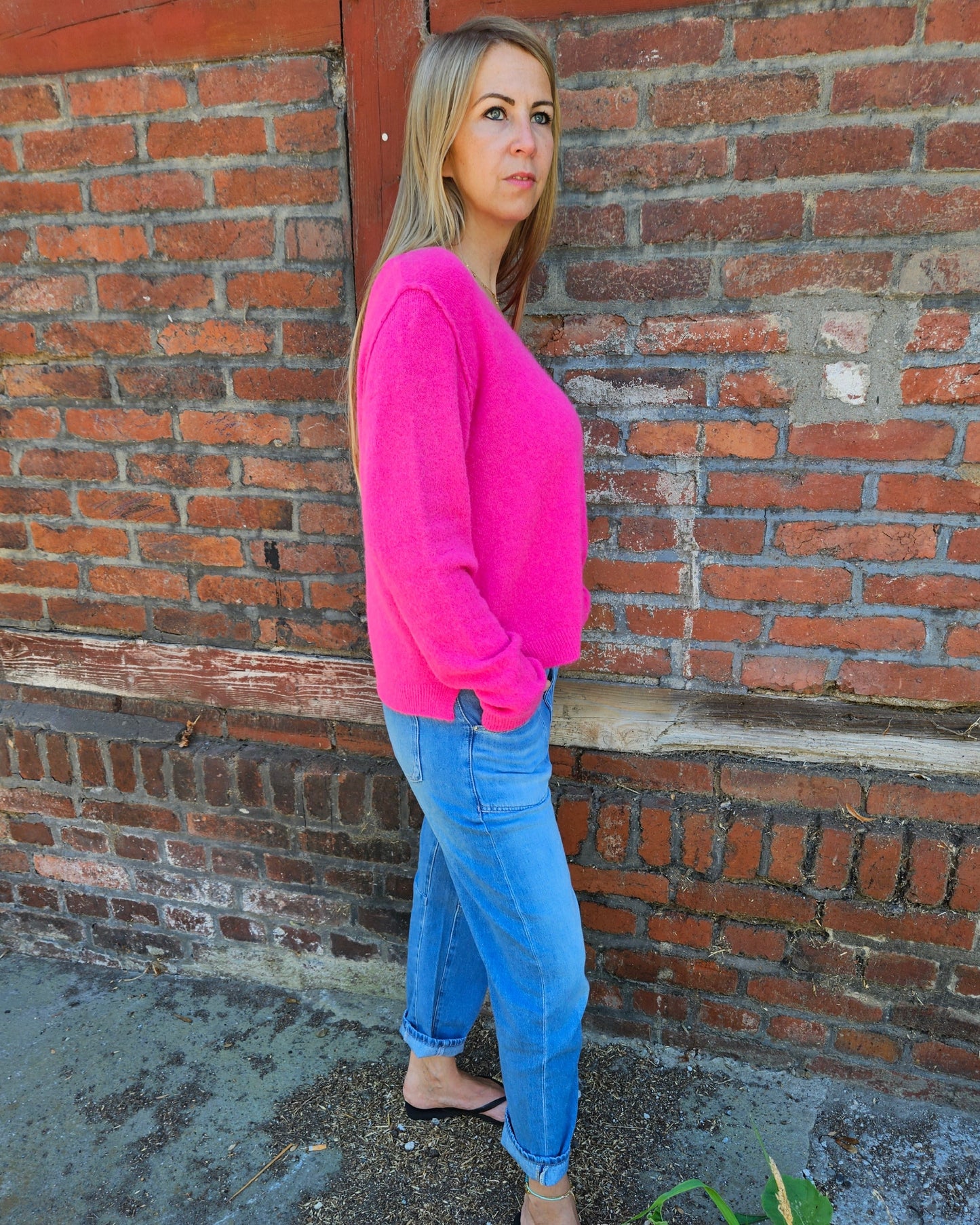 Leichter Pullover Pink – 30% Baby-Alpakawolle, One Size, weich & warm