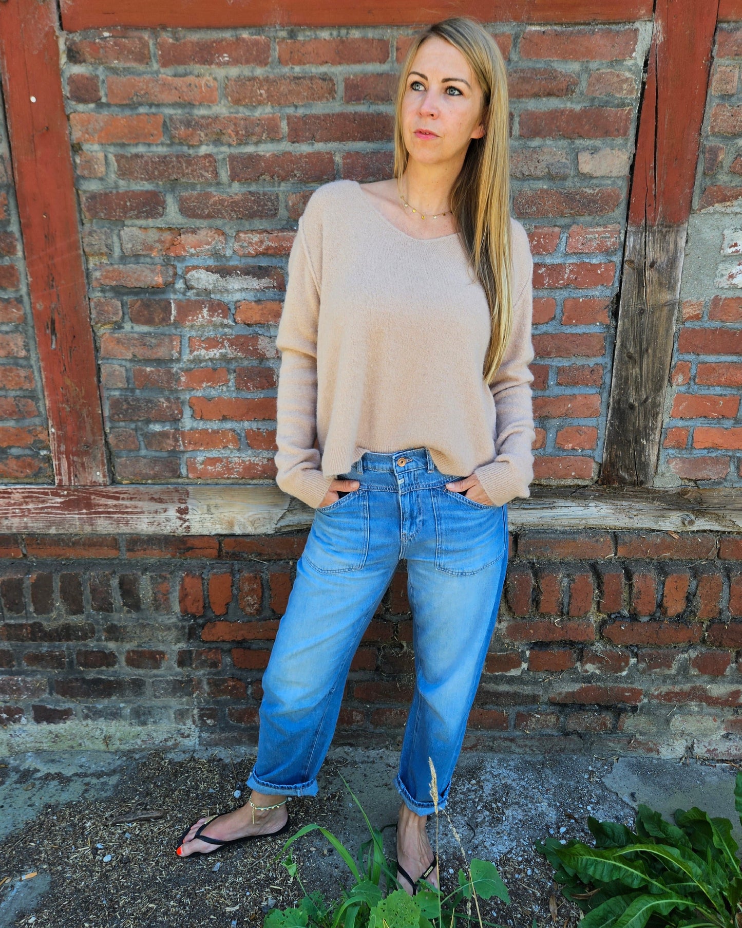 Leichter Pullover Beige – 30% Baby-Alpakawolle, One Size, weich & warm