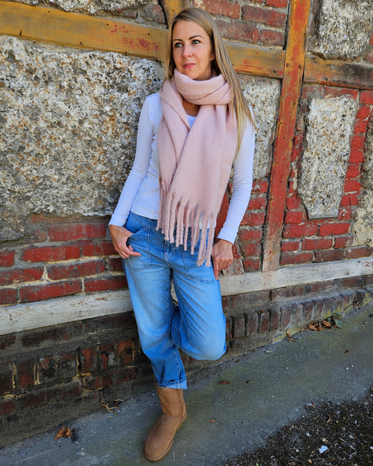 Fransenschal Rosa – sehr groß & kuschelig | 100% Viskose