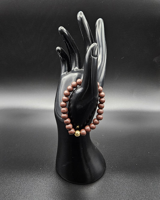 Hannah Collection - Dunkelbraunes Holzperlen Armband mit goldener Perle 🍂 Hand Made