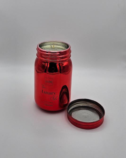 J-Line Duftkerze The Luxury Club – Mulled Wine Duft im farbigen Einmachglas