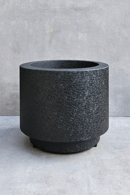 boi! Pflanzgefäß schwarz – Modernes Metall Design, 28cm Ø (ohne Deko)