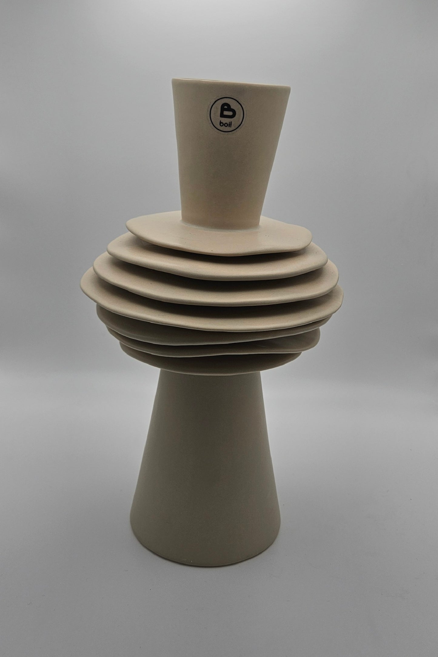 boi! Deko-Vase – Runde Keramik Vase in Ivory matt für einzelne Blumengebinde