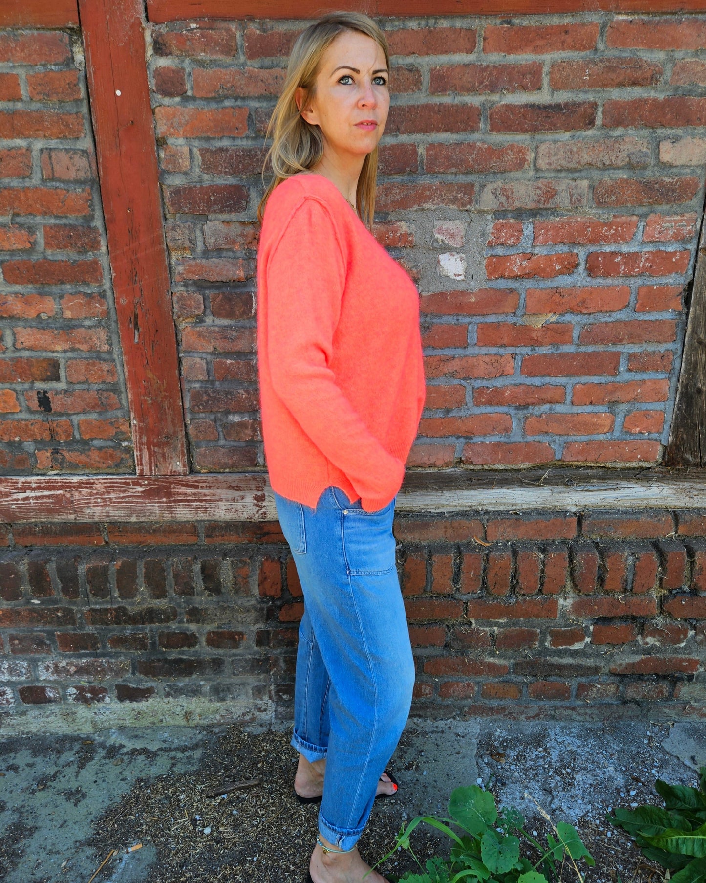 Leichter Pullover Orange – 30% Baby-Alpakawolle, One Size, weich & warm