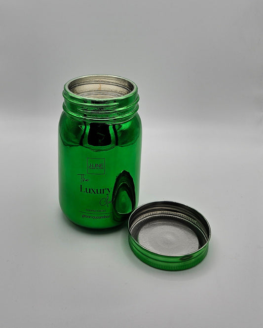 J-Line Duftkerze The Luxury Club – Green Cucumber Duft im farbigen Einmachglas