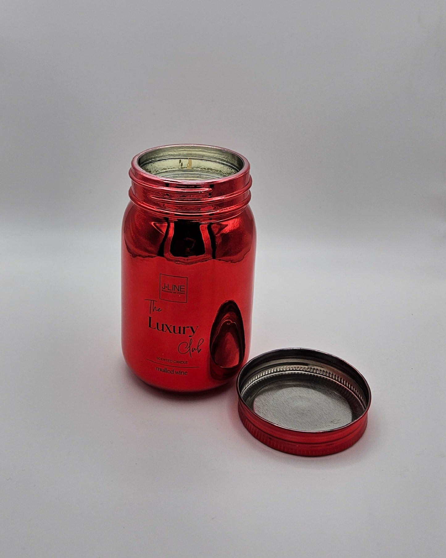 J-Line Duftkerze The Luxury Club – Mulled Wine Duft im farbigen Einmachglas